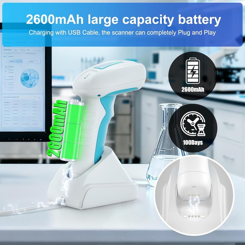 NetumScan 2D QR Industrial Barcode Scanner, IP67 Waterproof Shockproof, 2600mAh, Handsfree Auto-Scan for Medical, Warehouse, Retail, iOS, Android Windows RD-1962(NS) - Image 2